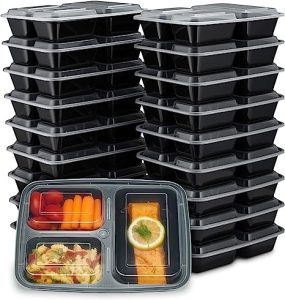 Ez Prepa 3 Compartment Plastic Food Prep Containers