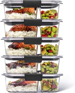 Rubbermaid Plastic 2 Compartment Meal Prep Containers