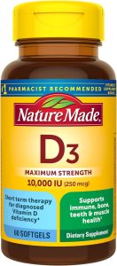 Nature Made Maximum Strength Vitamin D3 10000 IU (250 mcg)