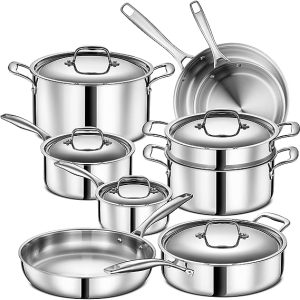Legend 5 Ply 14 pc All Stainless Steel Heavy Pots and Pans Set