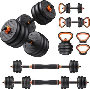 FEIERDUN Adjustable Dumbbells, Barbells, and Kettlebells 