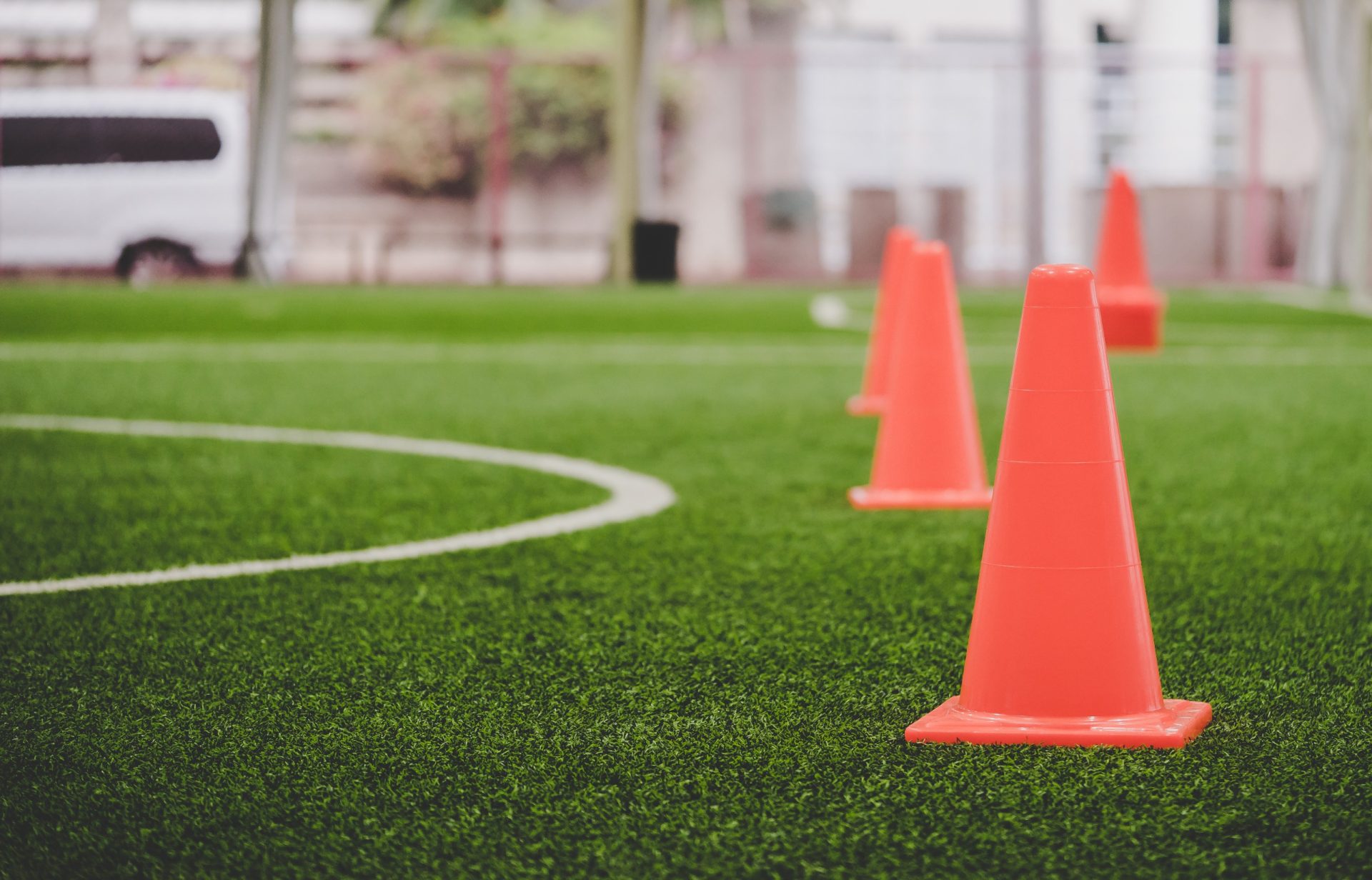Suicides Exercise with Cones on Soccer Field